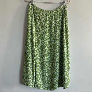 Green Floral Midi Skirt